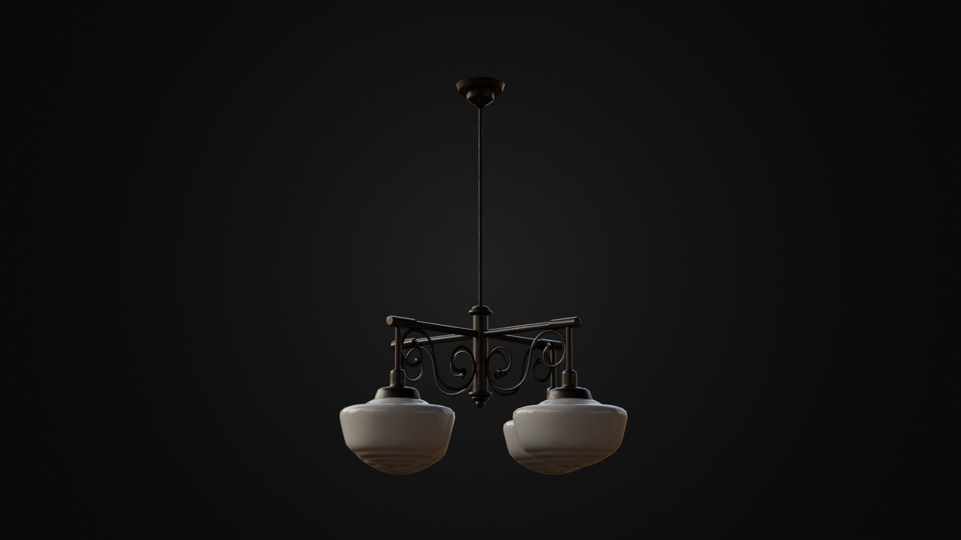 Old Japanese Ceiling Light 01 Low-poly 3D model_24