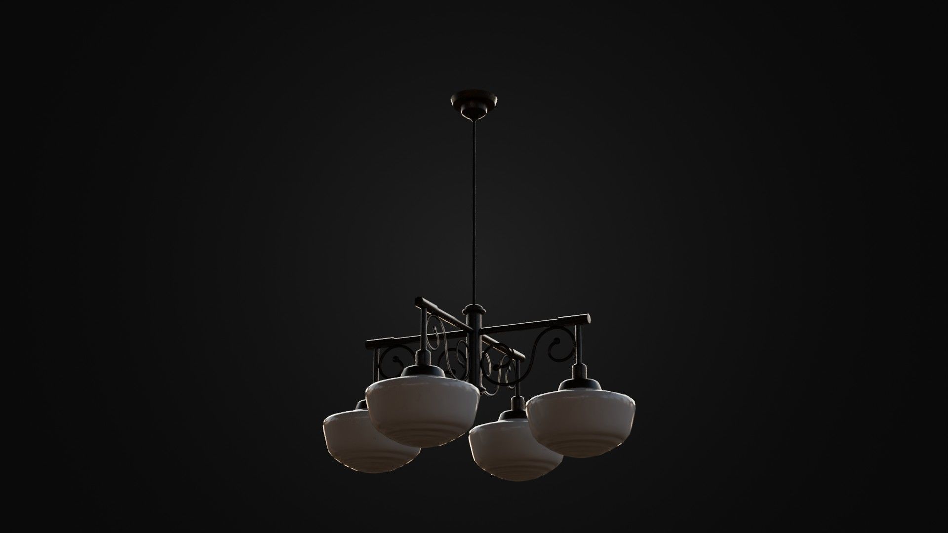 Old Japanese Ceiling Light 01 Low-poly 3D model_16