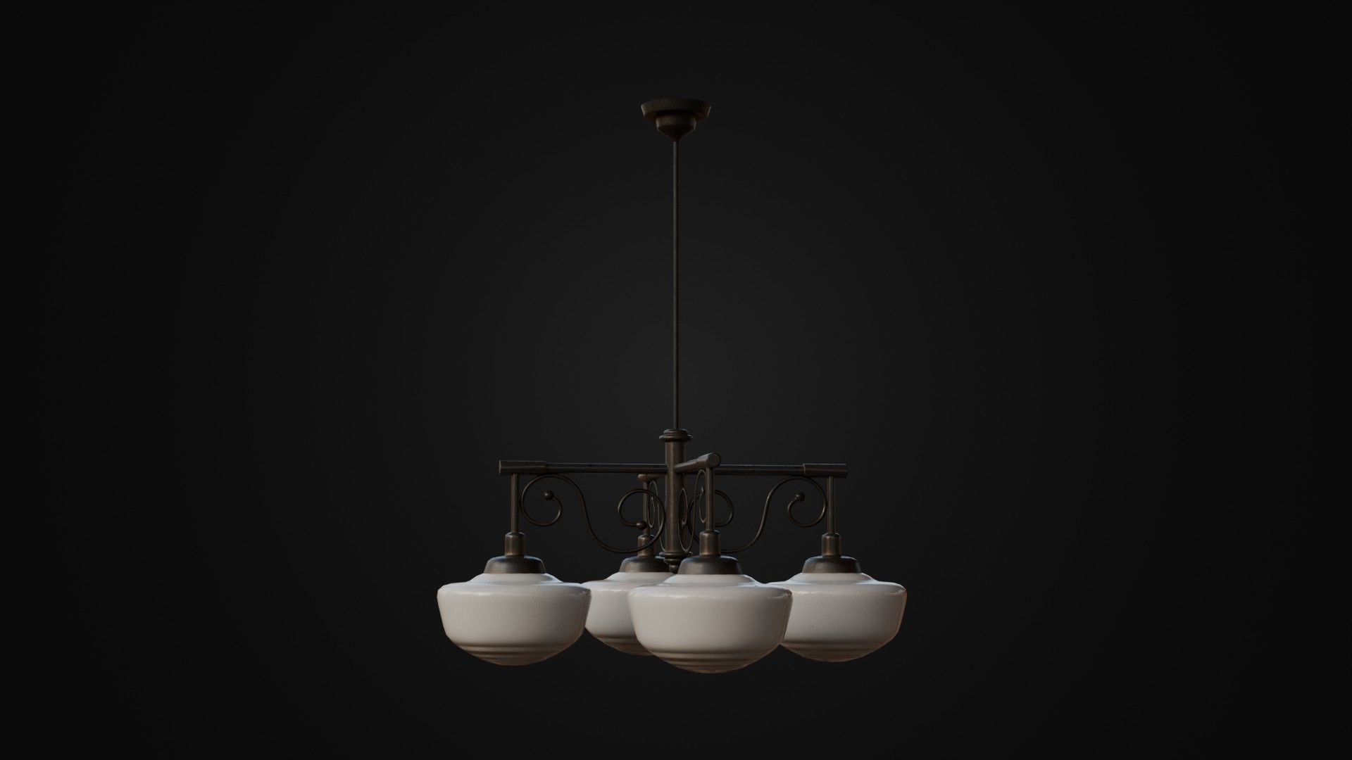Old Japanese Ceiling Light 01 Low-poly 3D model_30