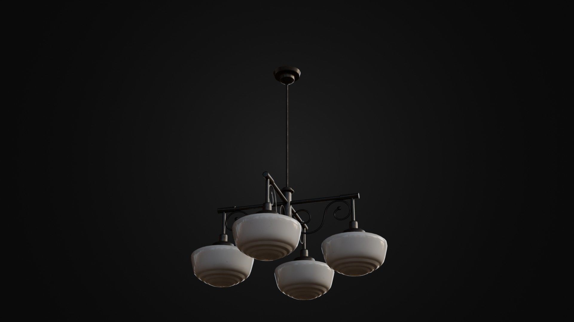 Old Japanese Ceiling Light 01 Low-poly 3D model_7