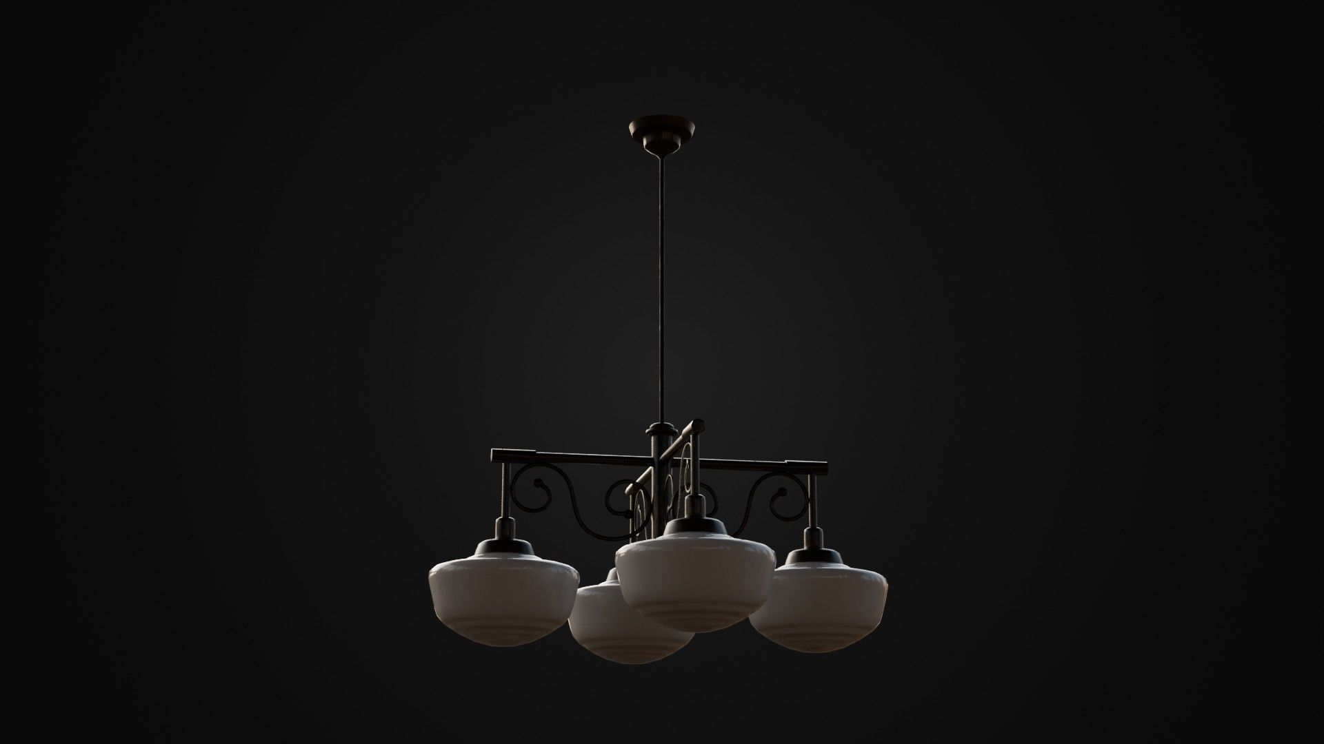 Old Japanese Ceiling Light 01 Low-poly 3D model_20