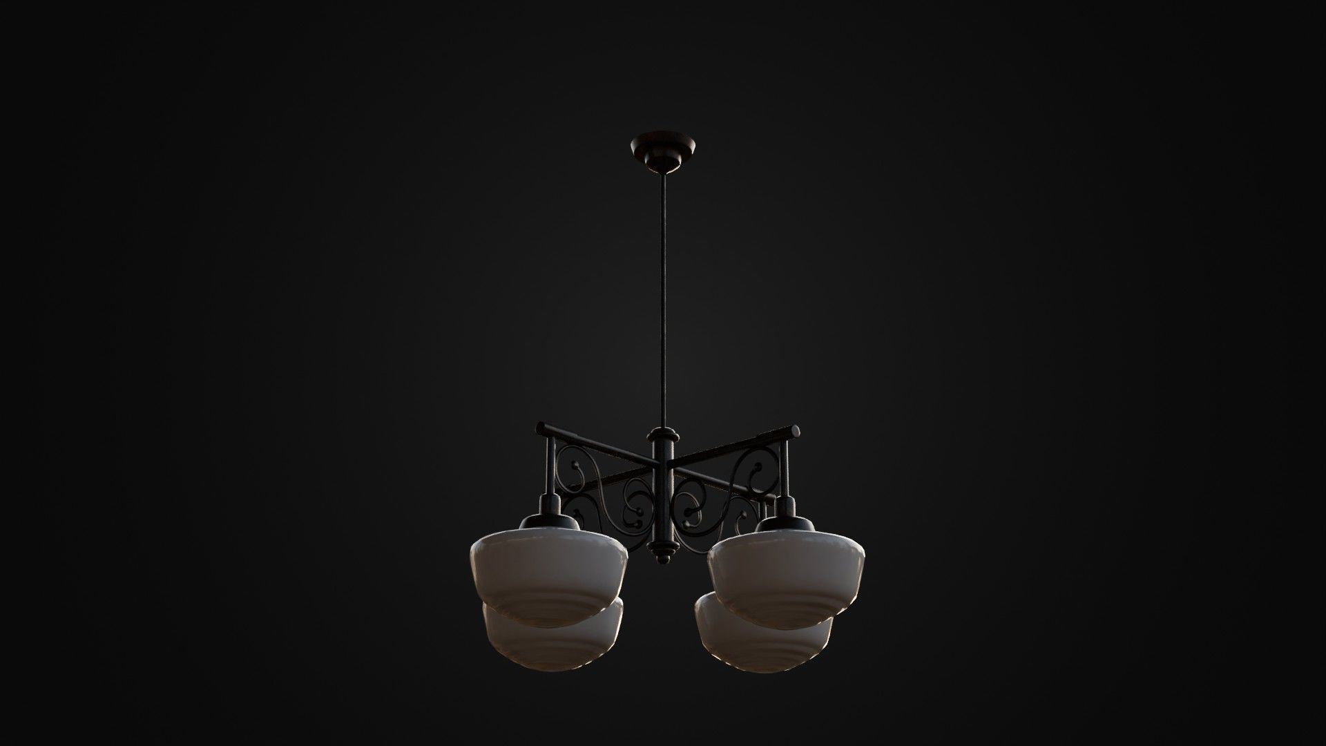 Old Japanese Ceiling Light 01 Low-poly 3D model_14