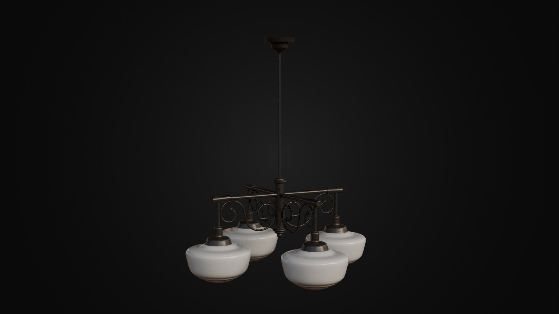 Old Japanese Ceiling Light 01 Low-poly 3D model_41