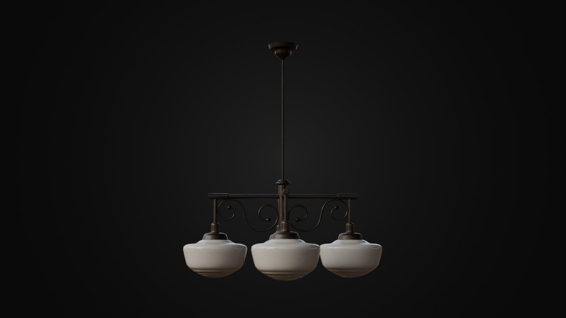 Old Japanese Ceiling Light 01 Low-poly 3D model_29