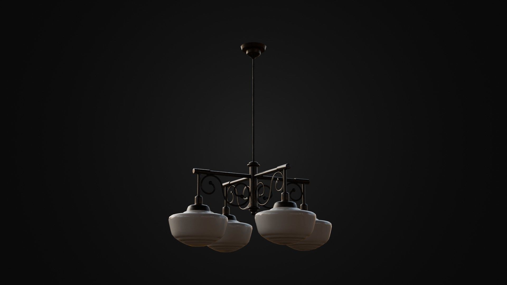 Old Japanese Ceiling Light 01 Low-poly 3D model_22