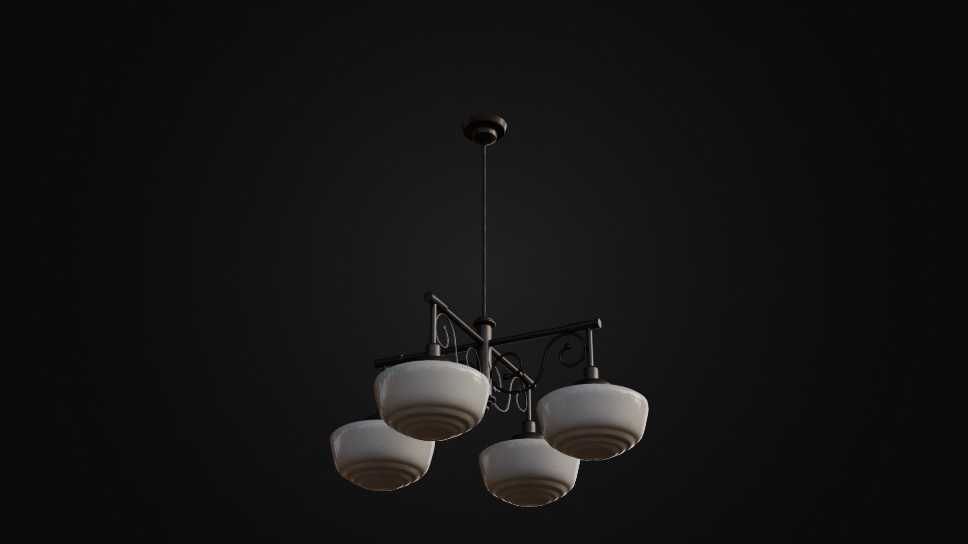 Old Japanese Ceiling Light 01 Low-poly 3D model_6
