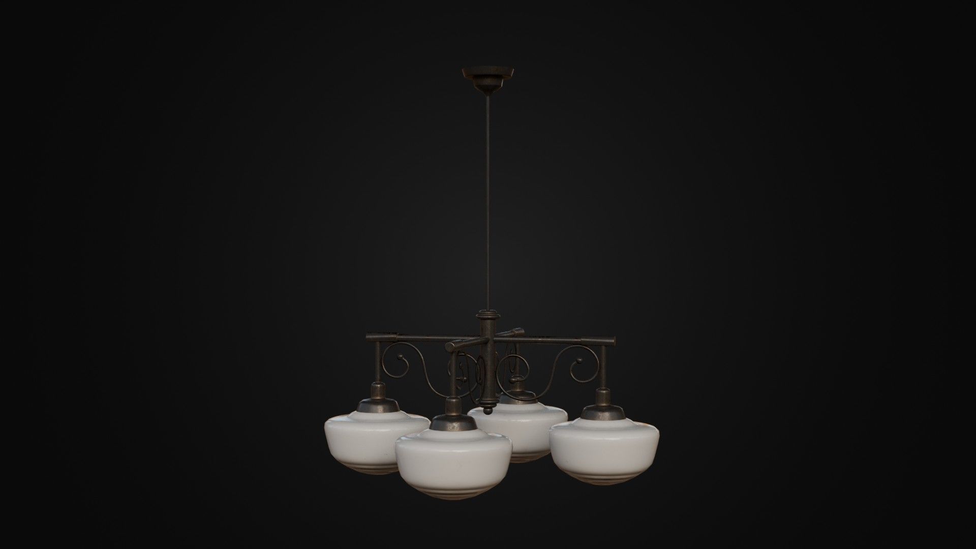 Old Japanese Ceiling Light 01 Low-poly 3D model_37