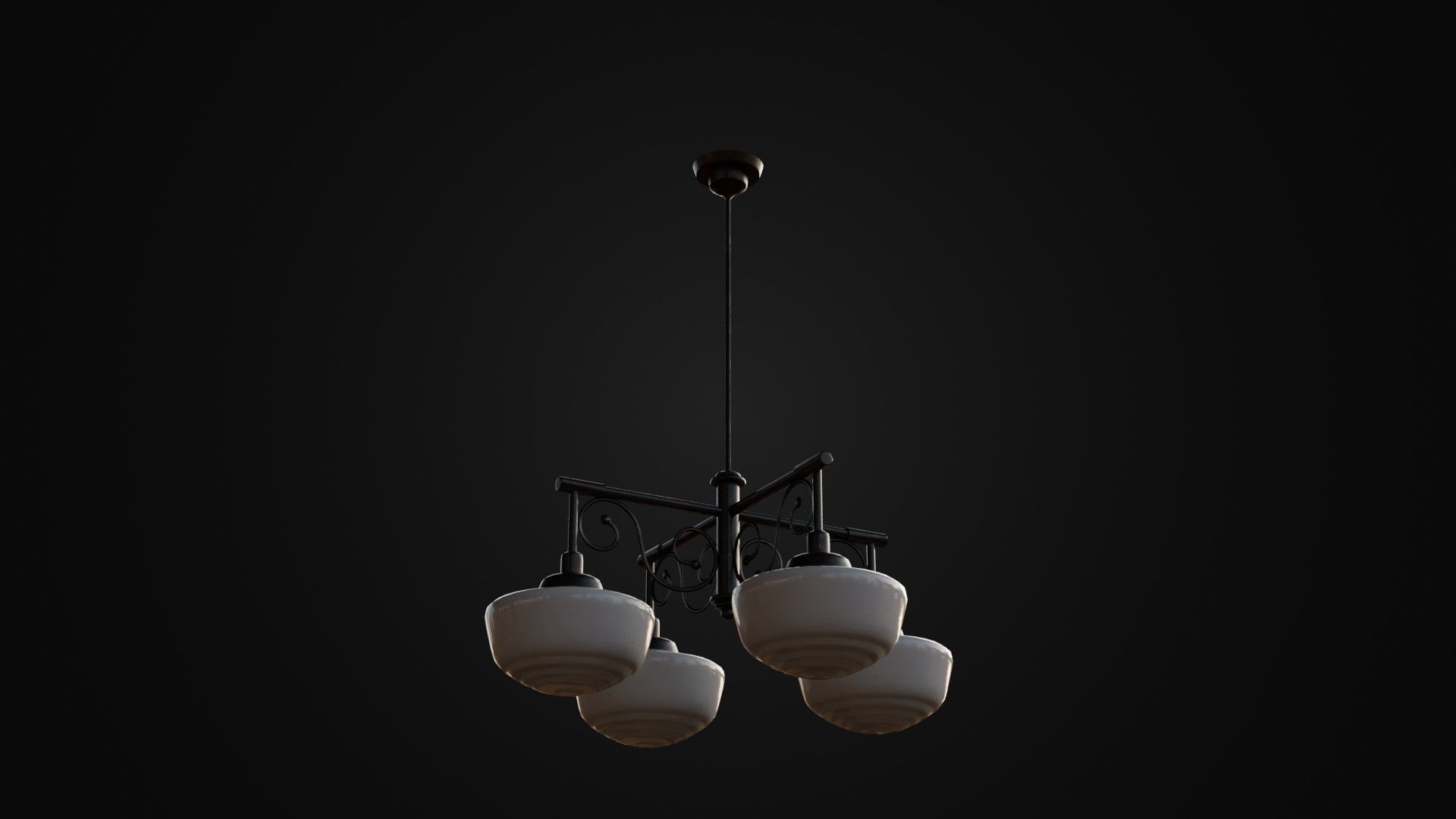 Old Japanese Ceiling Light 01 Low-poly 3D model_12
