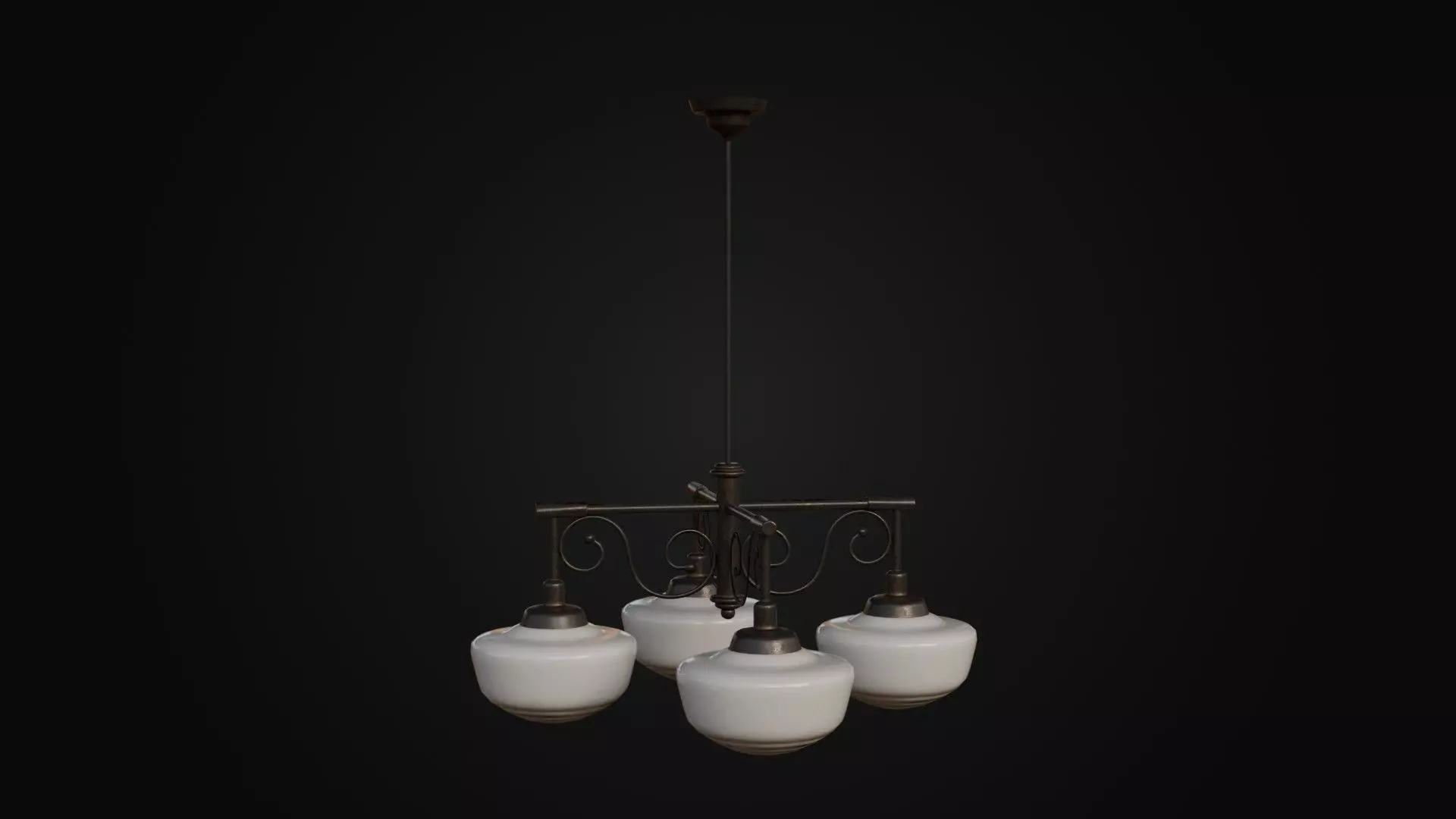 Old Japanese Ceiling Light 01 Low-poly 3D model_0