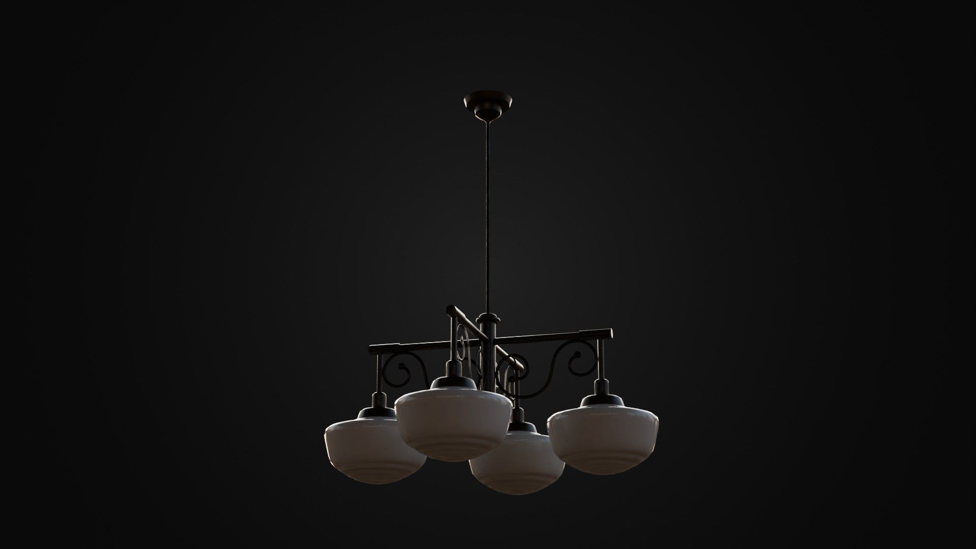 Old Japanese Ceiling Light 01 Low-poly 3D model_17