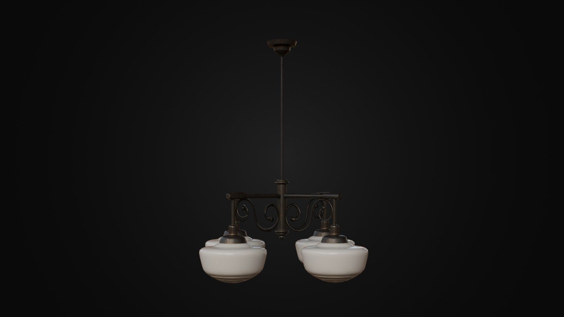 Old Japanese Ceiling Light 01 Low-poly 3D model_34