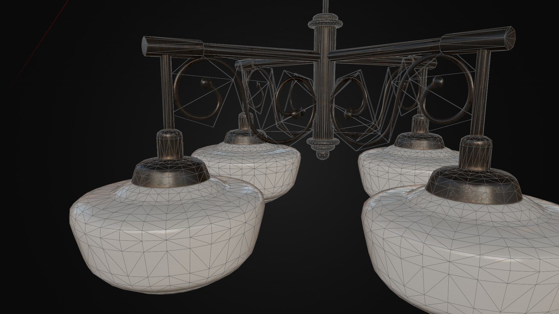 Old Japanese Ceiling Light 01 Low-poly 3D model_1