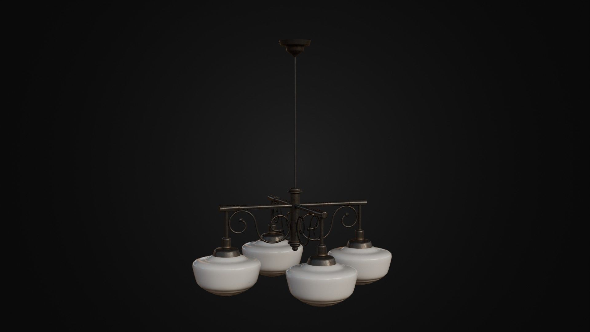 Old Japanese Ceiling Light 01 Low-poly 3D model_40