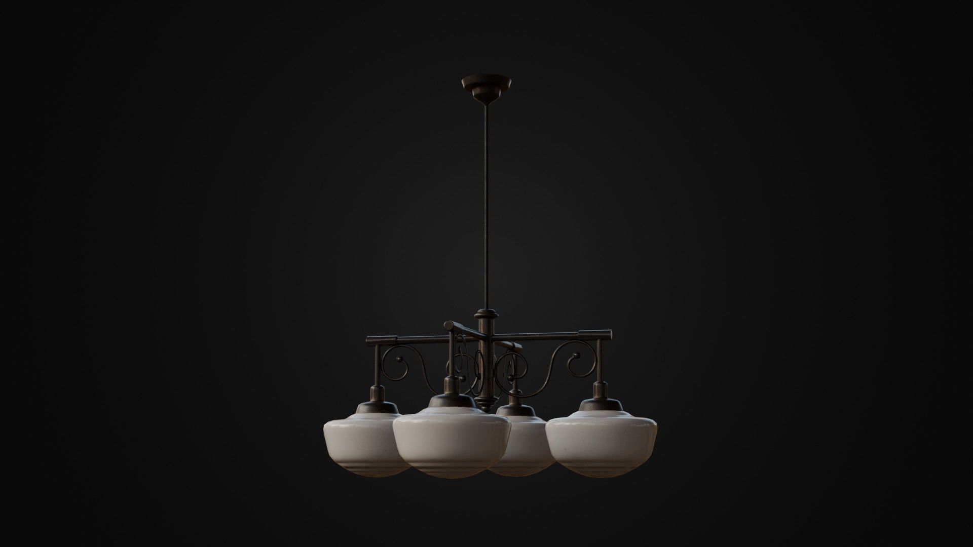 Old Japanese Ceiling Light 01 Low-poly 3D model_27
