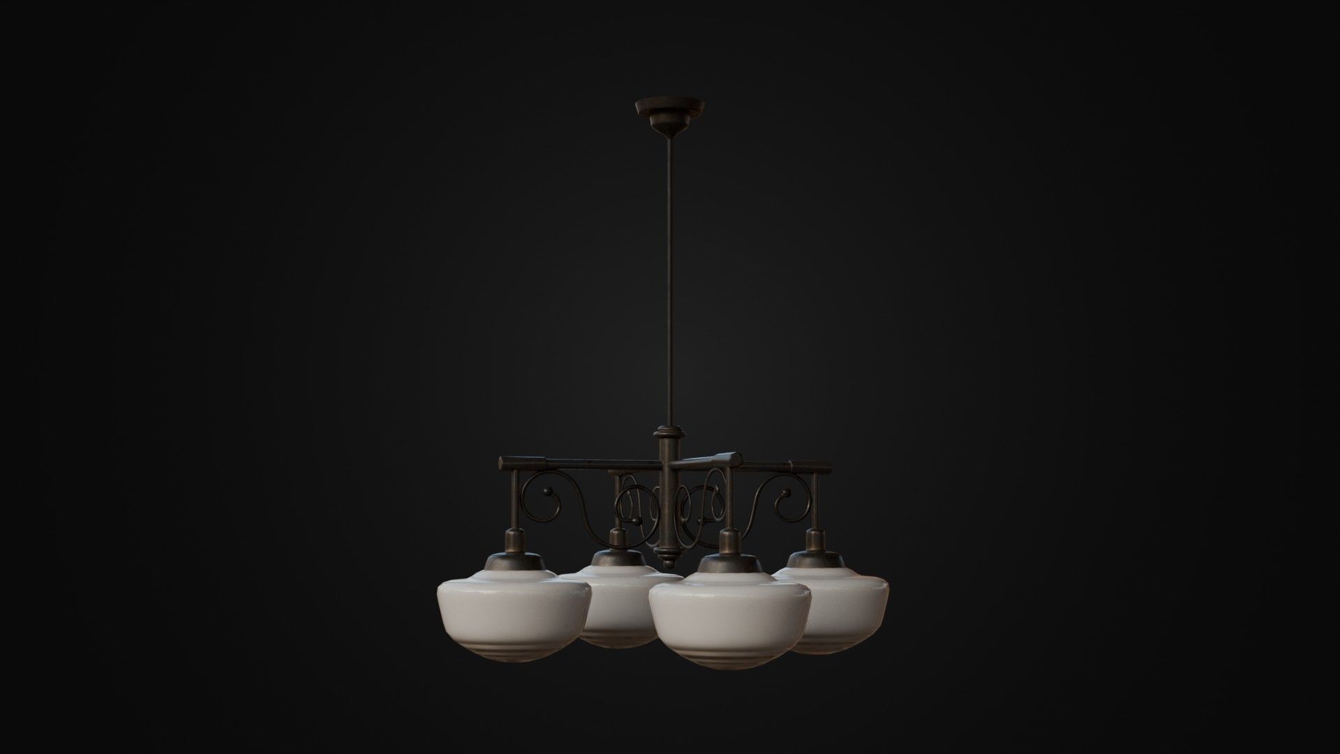Old Japanese Ceiling Light 01 Low-poly 3D model_31