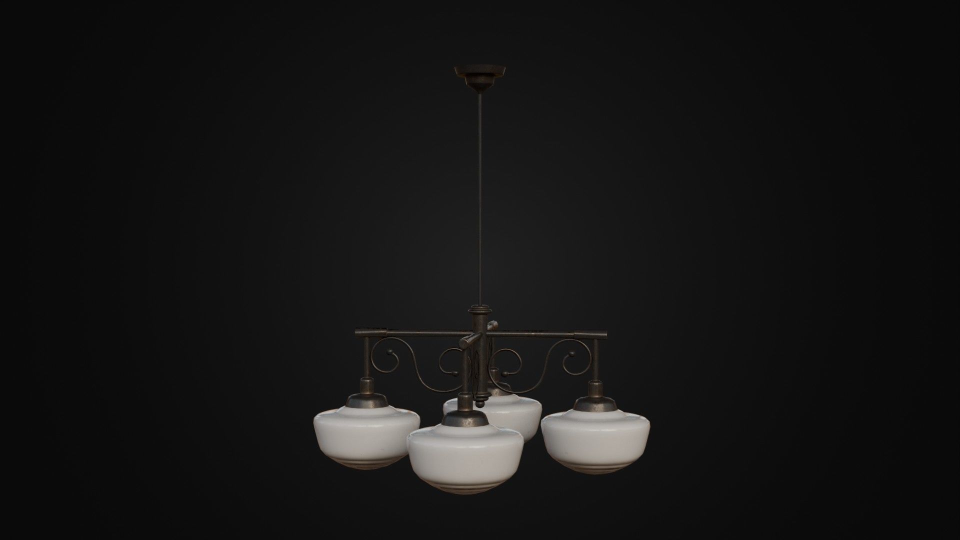 Old Japanese Ceiling Light 01 Low-poly 3D model_38