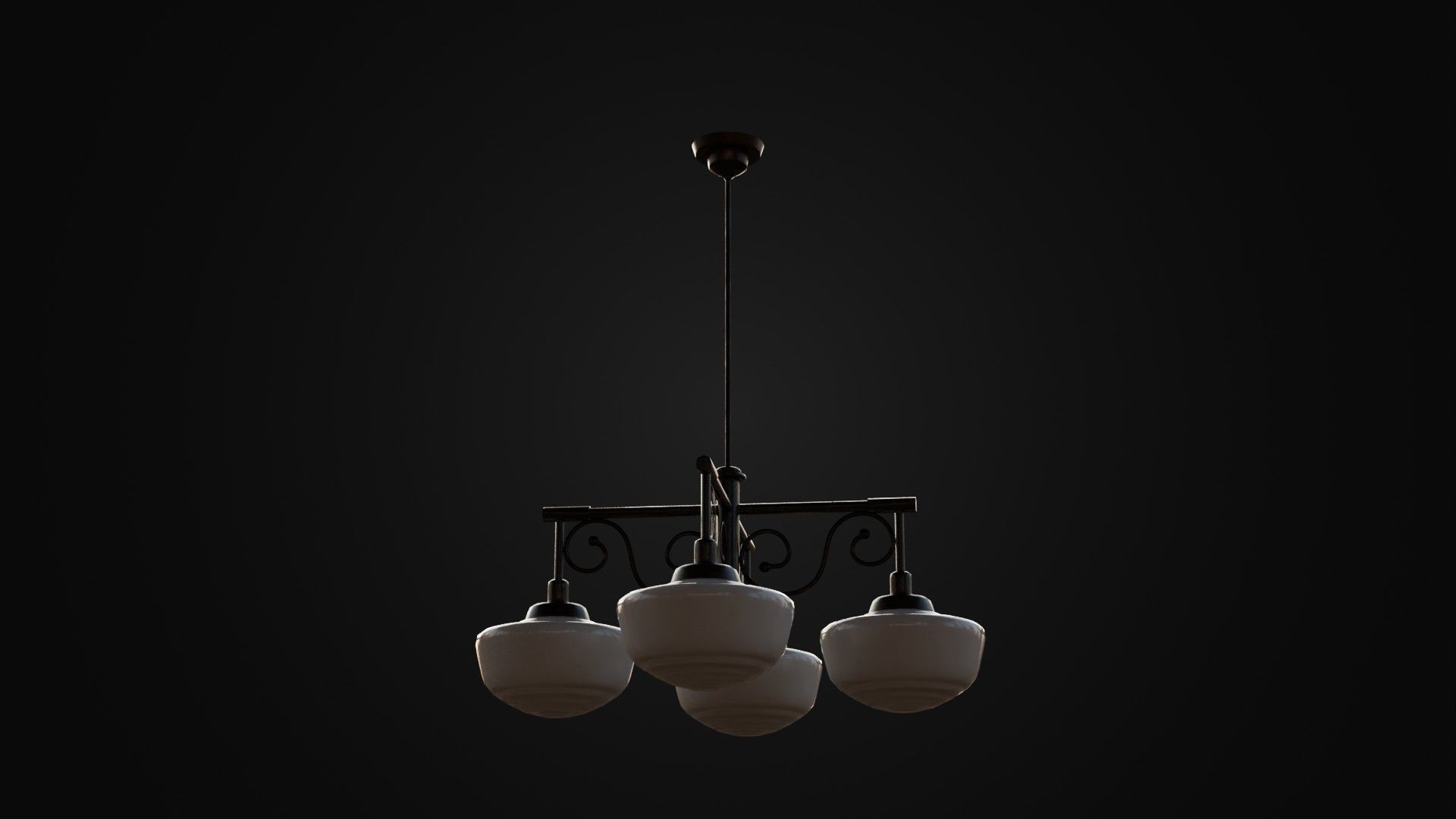 Old Japanese Ceiling Light 01 Low-poly 3D model_18