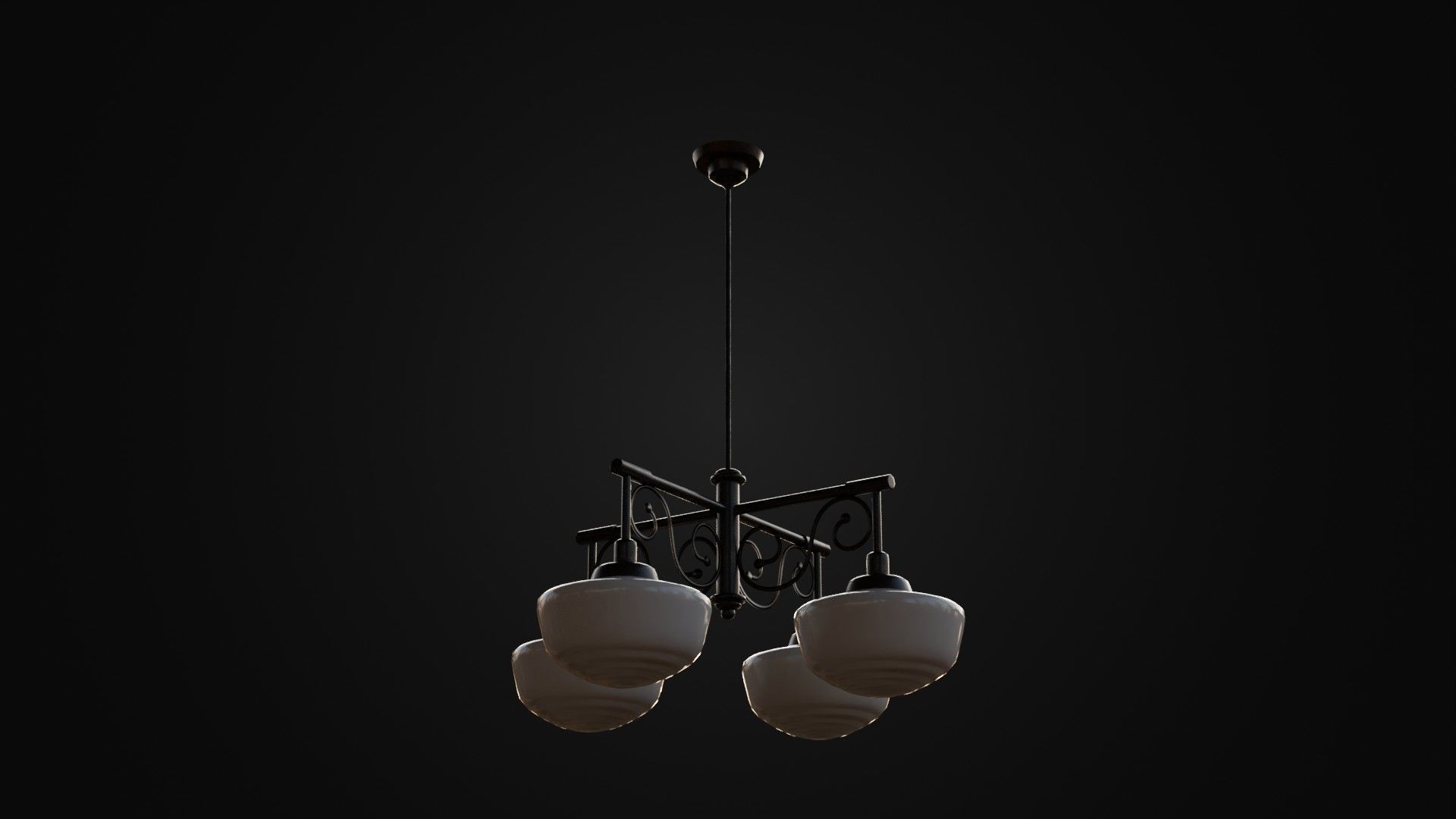 Old Japanese Ceiling Light 01 Low-poly 3D model_15