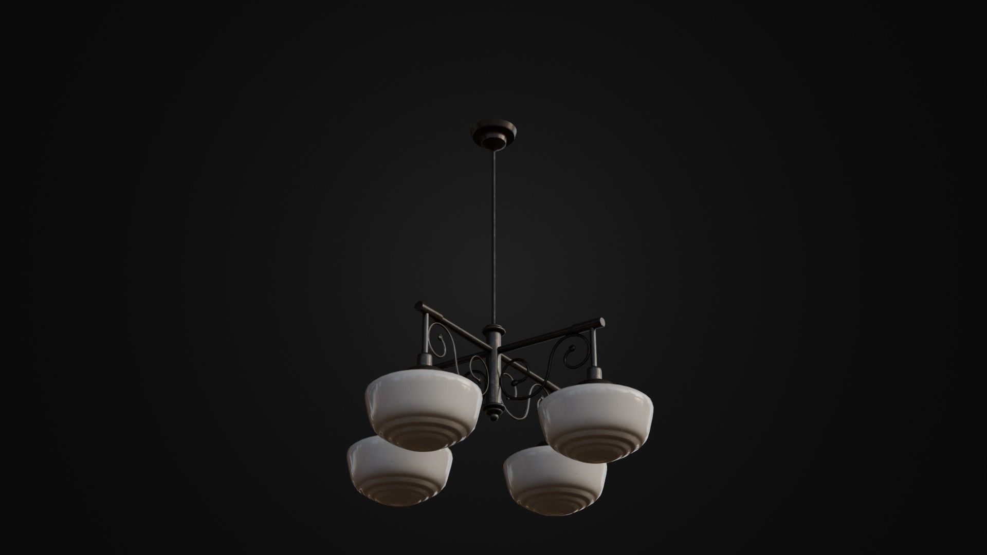 Old Japanese Ceiling Light 01 Low-poly 3D model_5