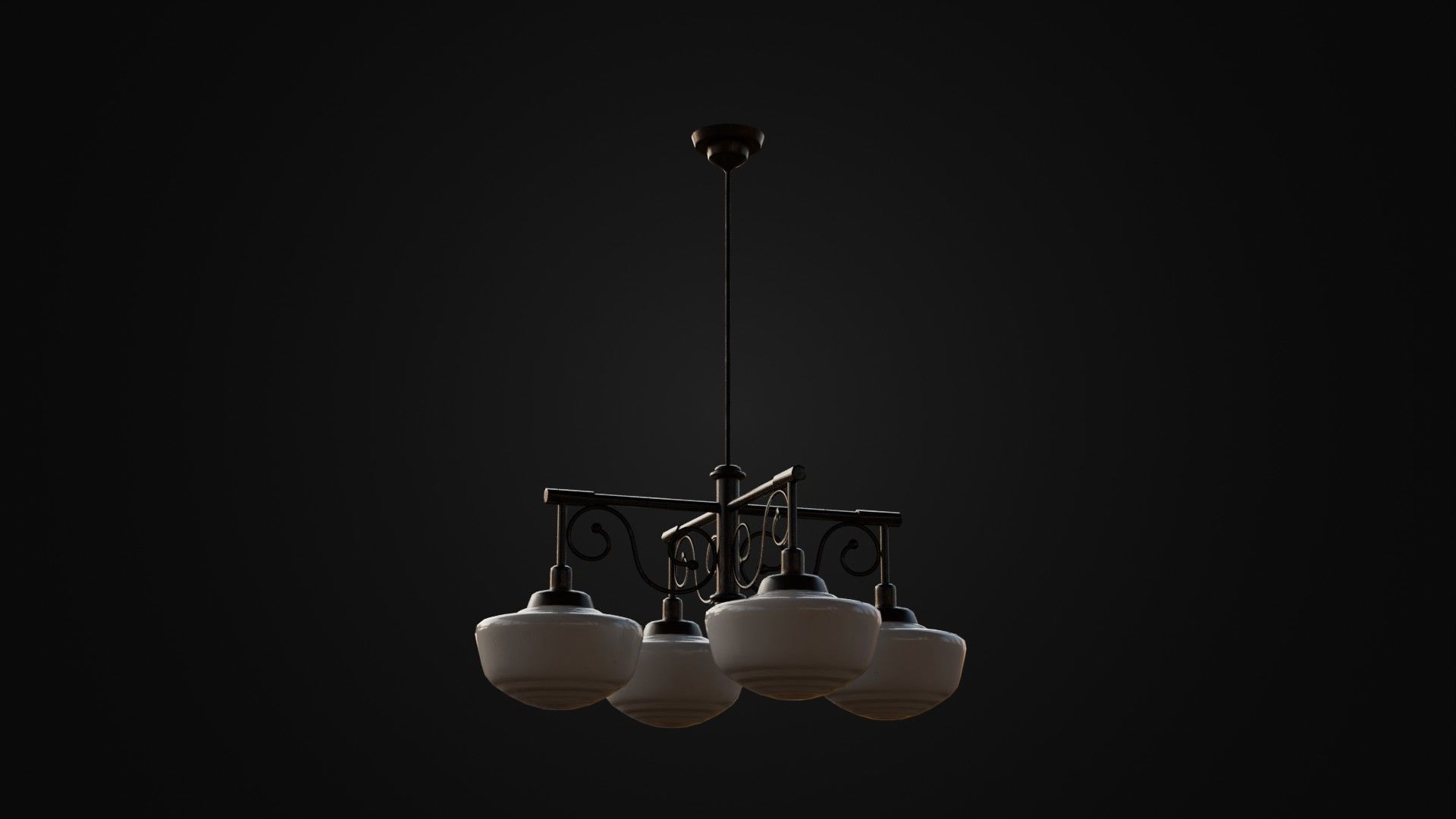 Old Japanese Ceiling Light 01 Low-poly 3D model_21