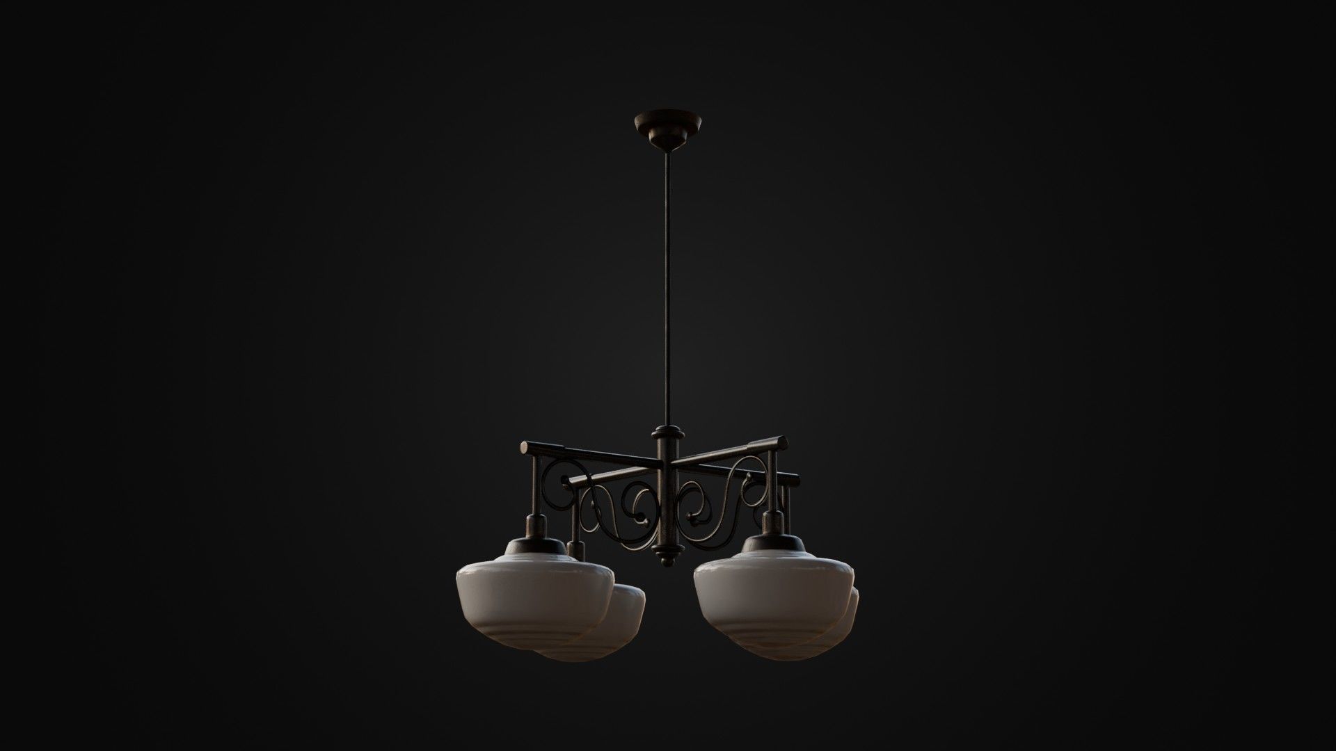 Old Japanese Ceiling Light 01 Low-poly 3D model_23