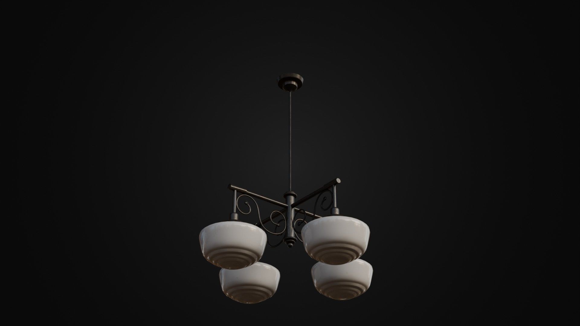 Old Japanese Ceiling Light 01 Low-poly 3D model_3