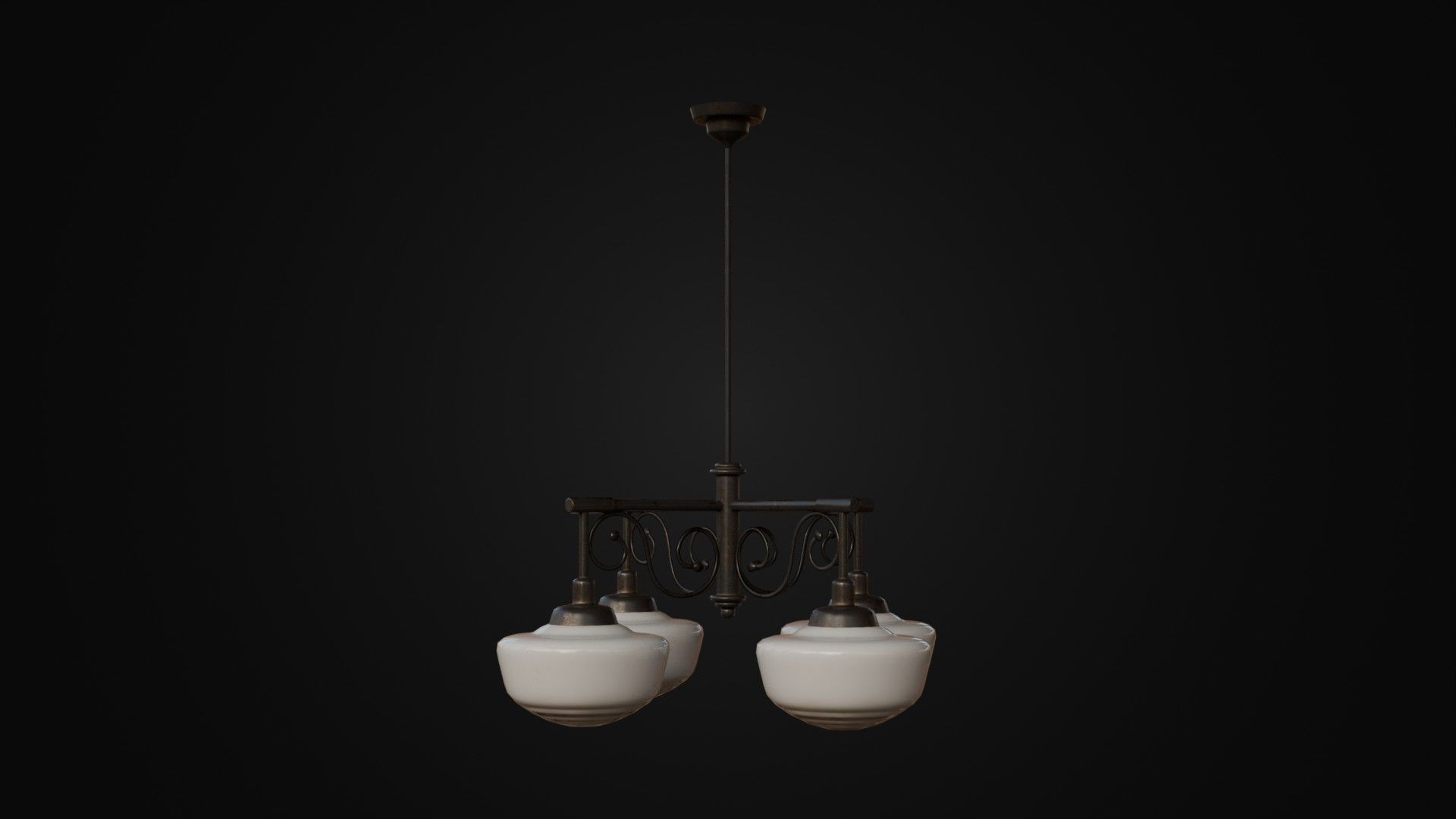 Old Japanese Ceiling Light 01 Low-poly 3D model_33