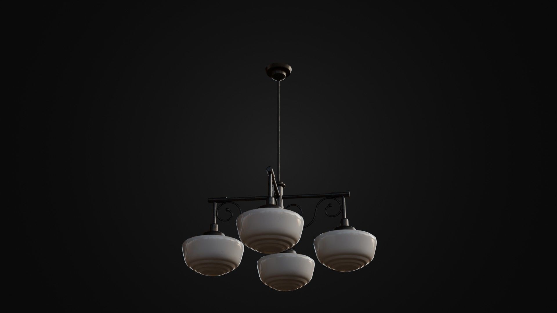 Old Japanese Ceiling Light 01 Low-poly 3D model_8