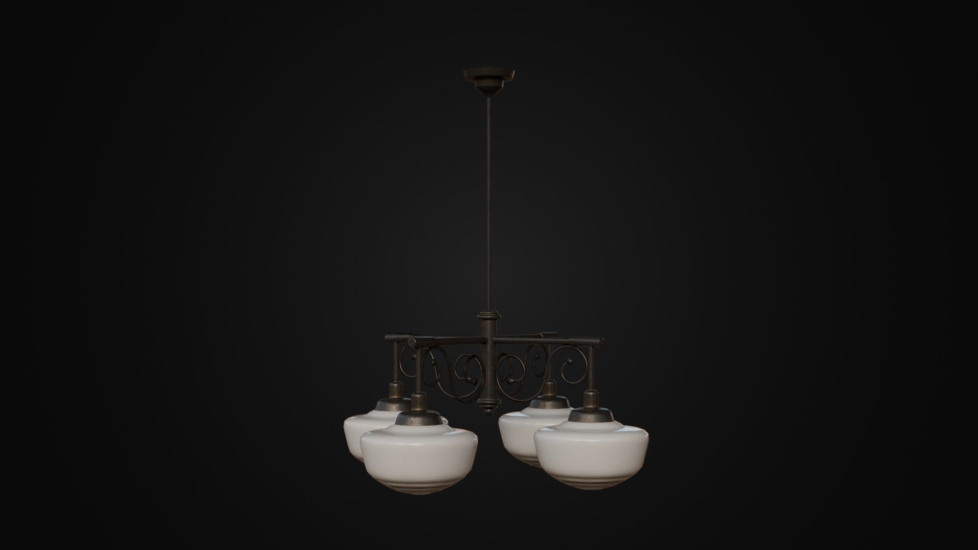 Old Japanese Ceiling Light 01 Low-poly 3D model_35