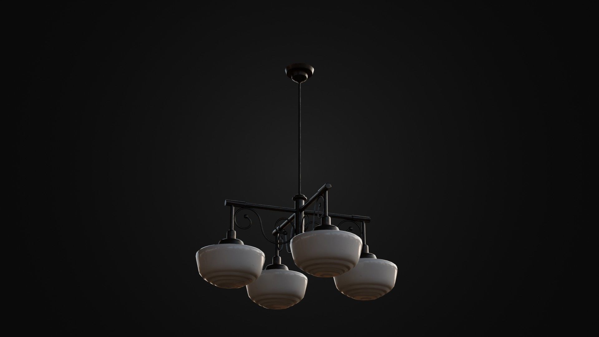 Old Japanese Ceiling Light 01 Low-poly 3D model_11