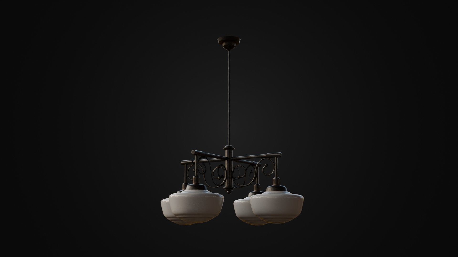Old Japanese Ceiling Light 01 Low-poly 3D model_25