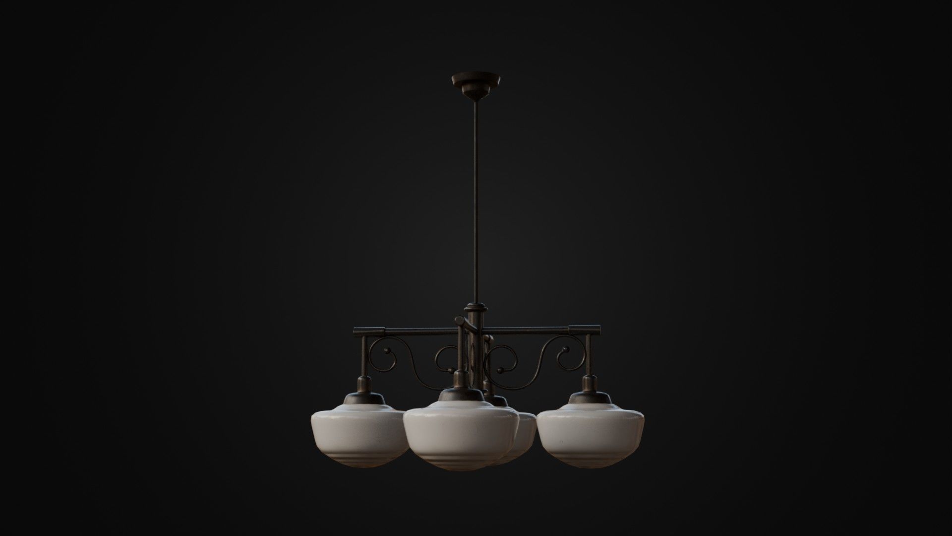 Old Japanese Ceiling Light 01 Low-poly 3D model_28