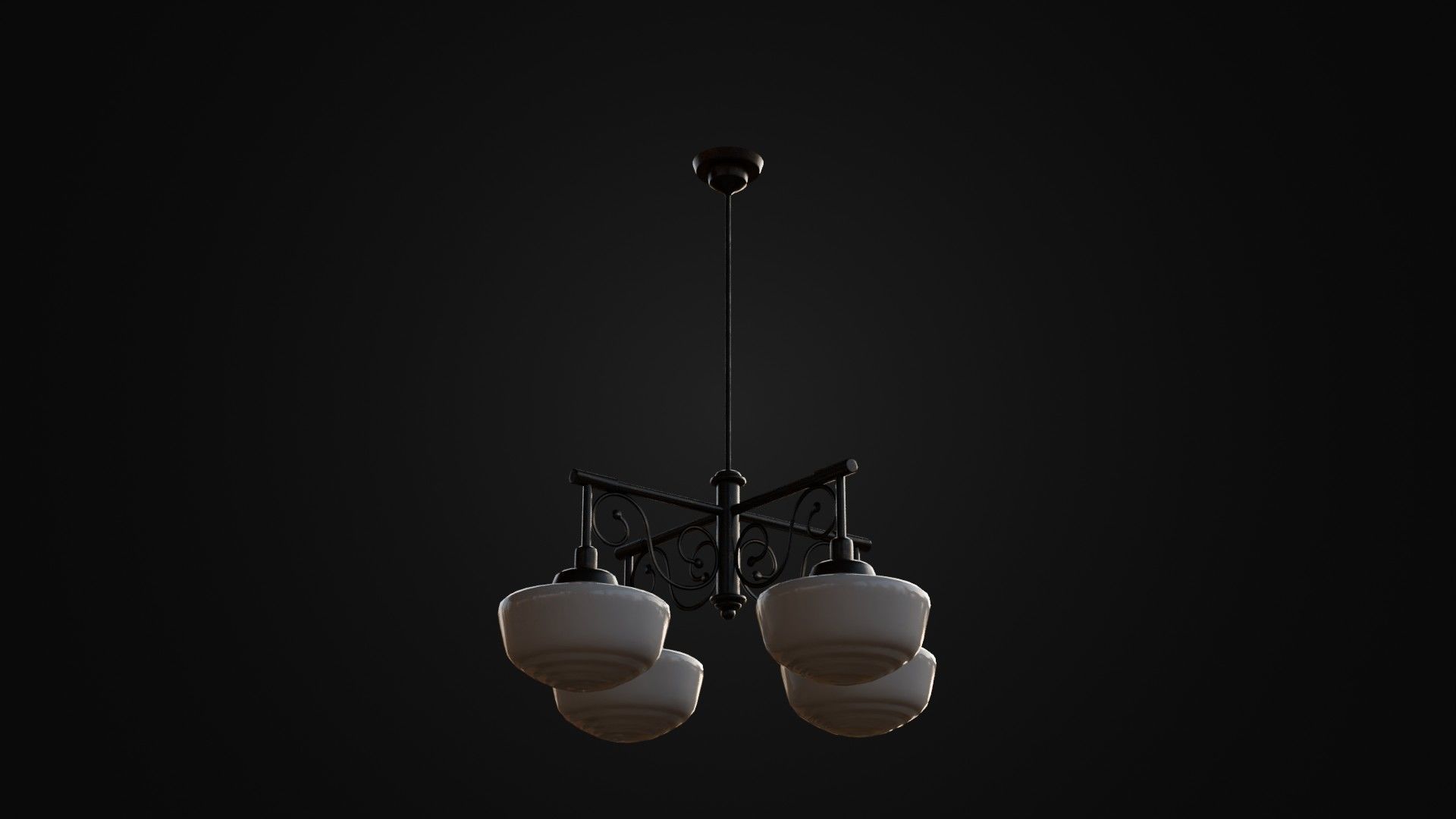 Old Japanese Ceiling Light 01 Low-poly 3D model_13