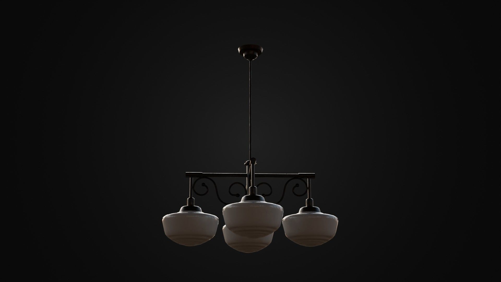 Old Japanese Ceiling Light 01 Low-poly 3D model_19