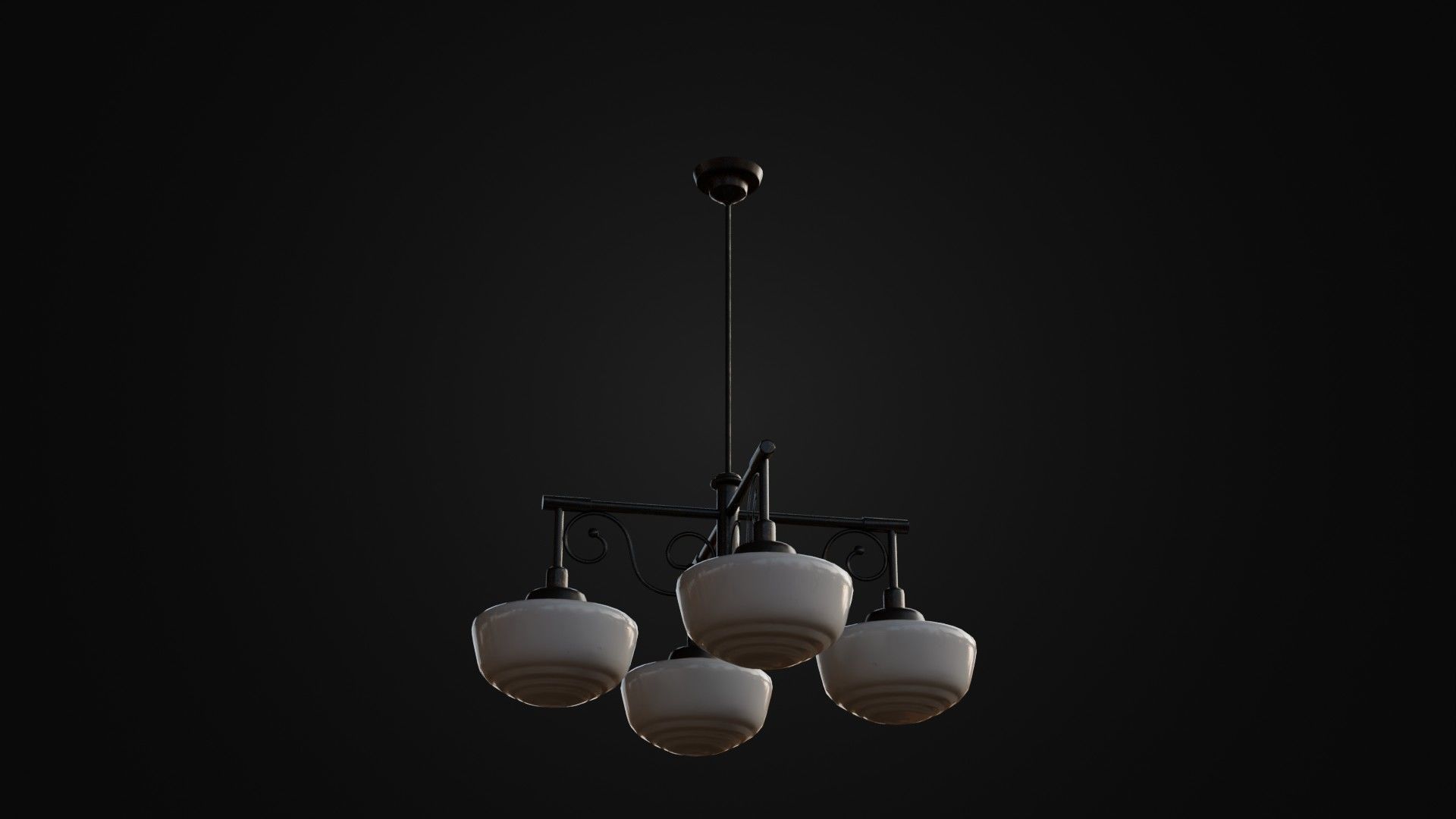 Old Japanese Ceiling Light 01 Low-poly 3D model_10