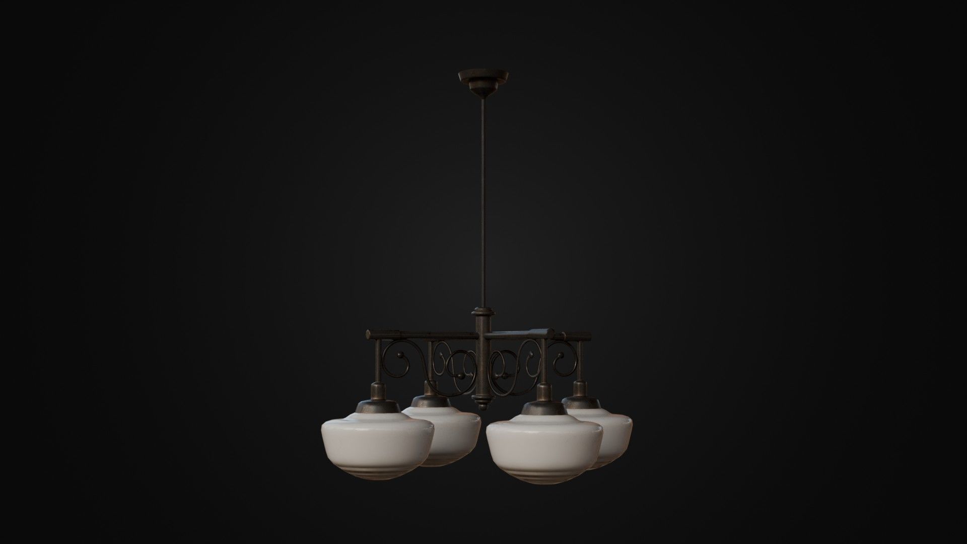 Old Japanese Ceiling Light 01 Low-poly 3D model_32