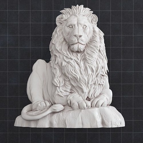 Lion Stone Sculpture 3D print model