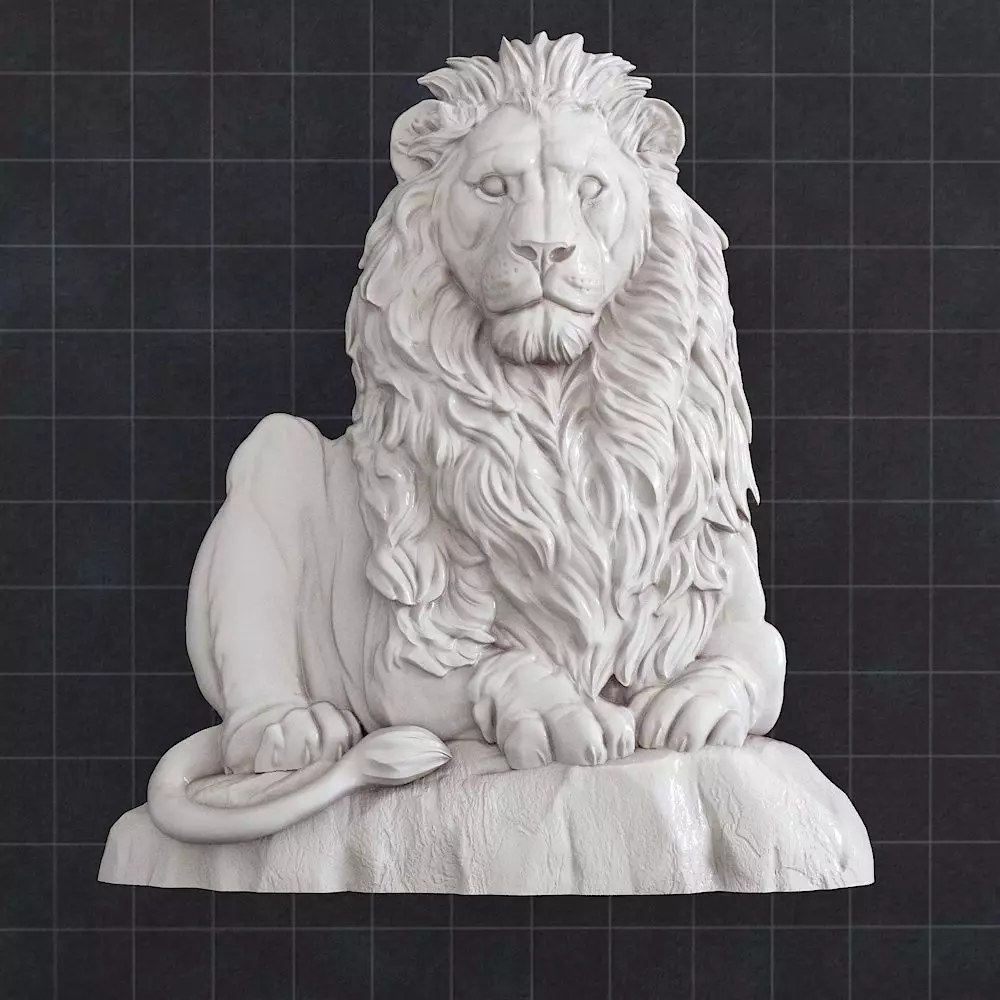 Lion Stone Sculpture 3D print model_0