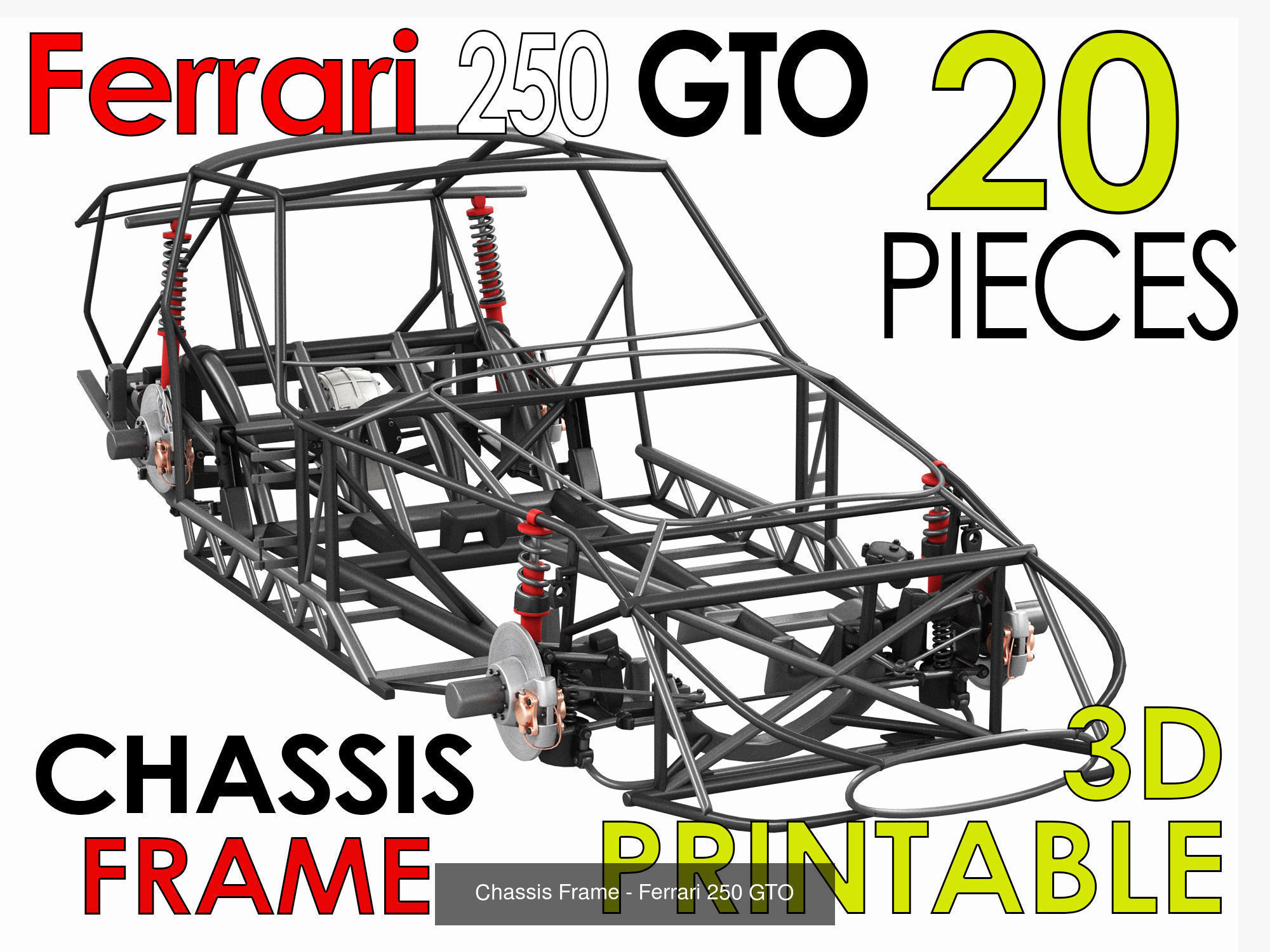 Ferrari 250 GTO Chassis Frame Undercarriage - Wheels Pack Bundle 3D Model Collection_3