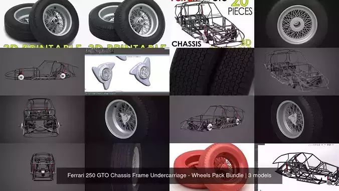 Ferrari 250 GTO Chassis Frame Undercarriage - Wheels Pack Bundle