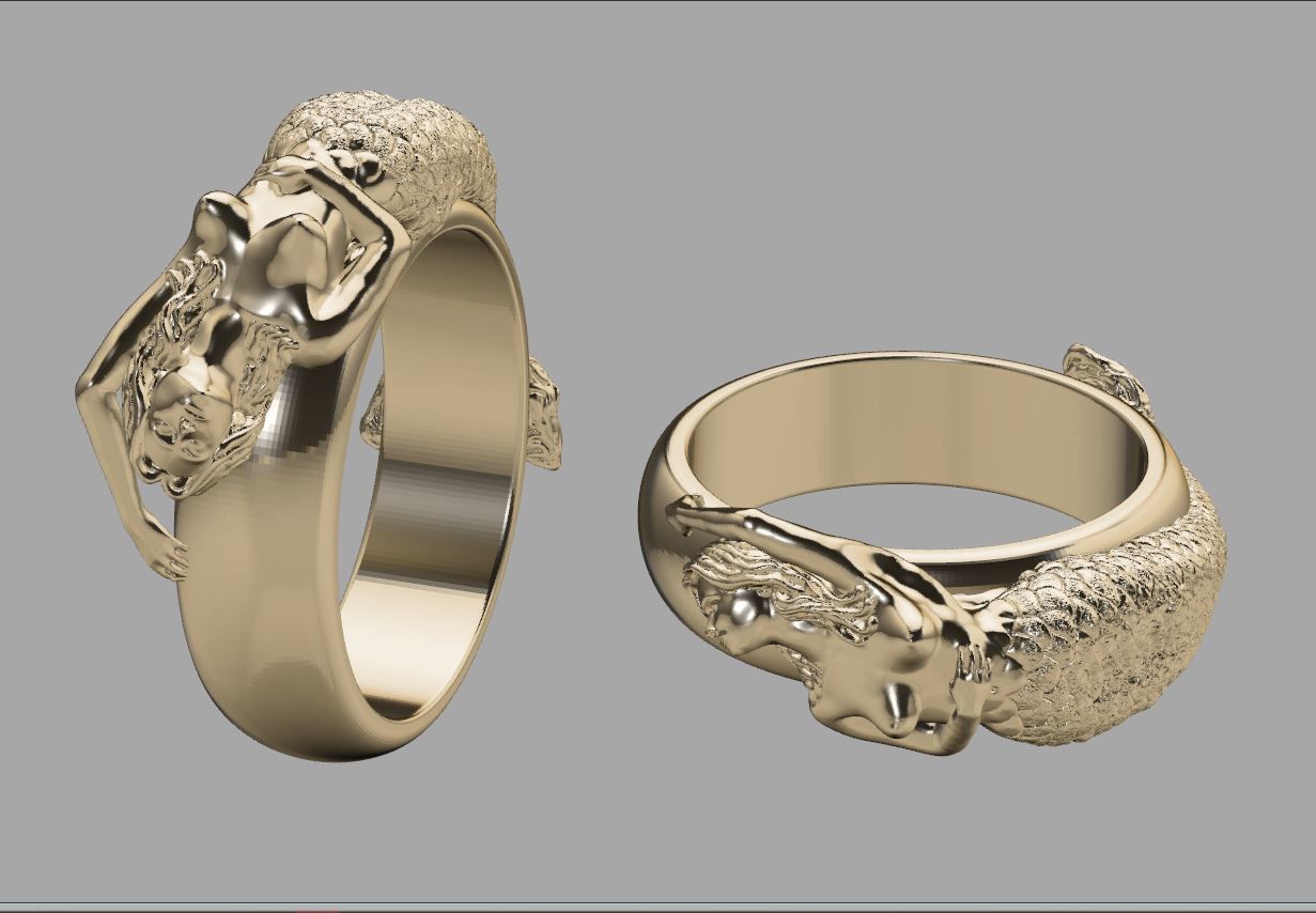 marmaid  Ring 3D print model_9