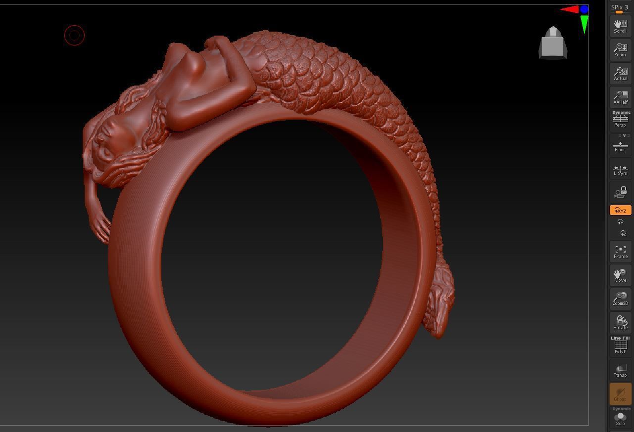 marmaid  Ring 3D print model_13