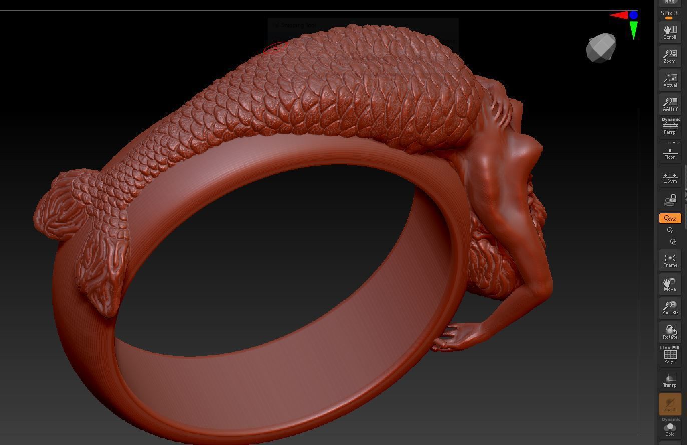 marmaid  Ring 3D print model_16