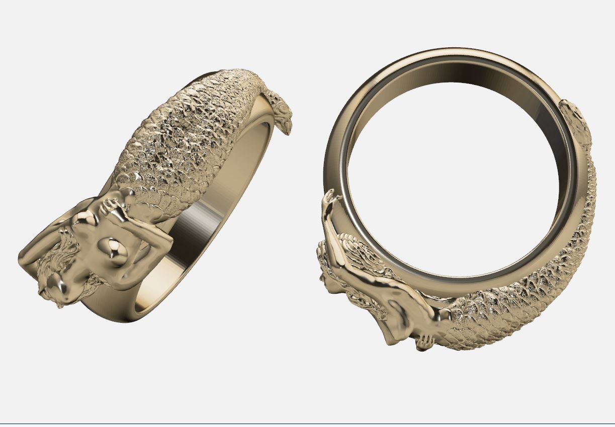 marmaid  Ring 3D print model_10