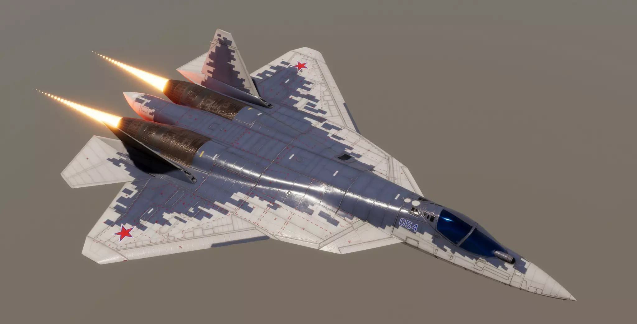 SU-57 fighter medium poly around 20k poly aka faces 3D model