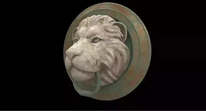 lion stone head