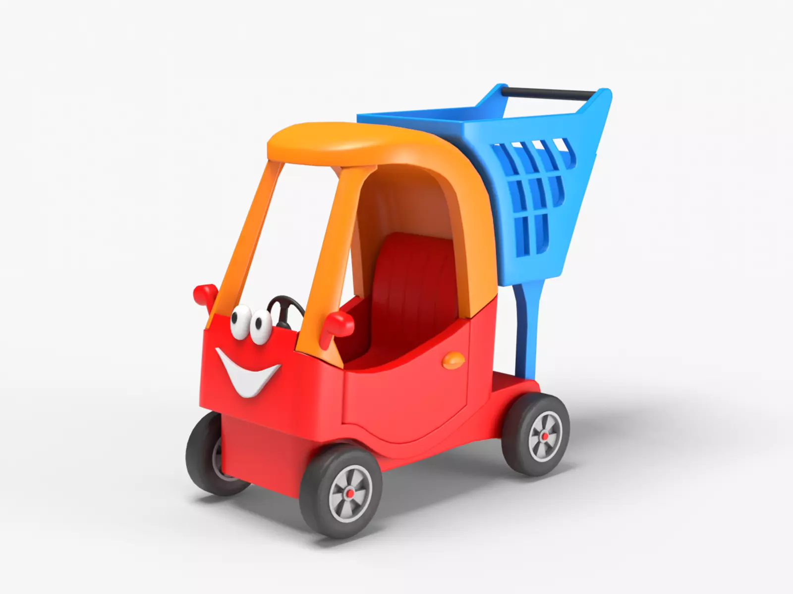 Shopping Cart Low-poly 3D model_0