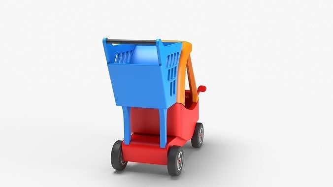 Shopping Cart Low-poly 3D model 7
