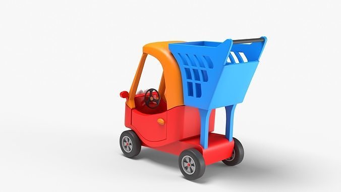 Shopping Cart Low-poly 3D model 5