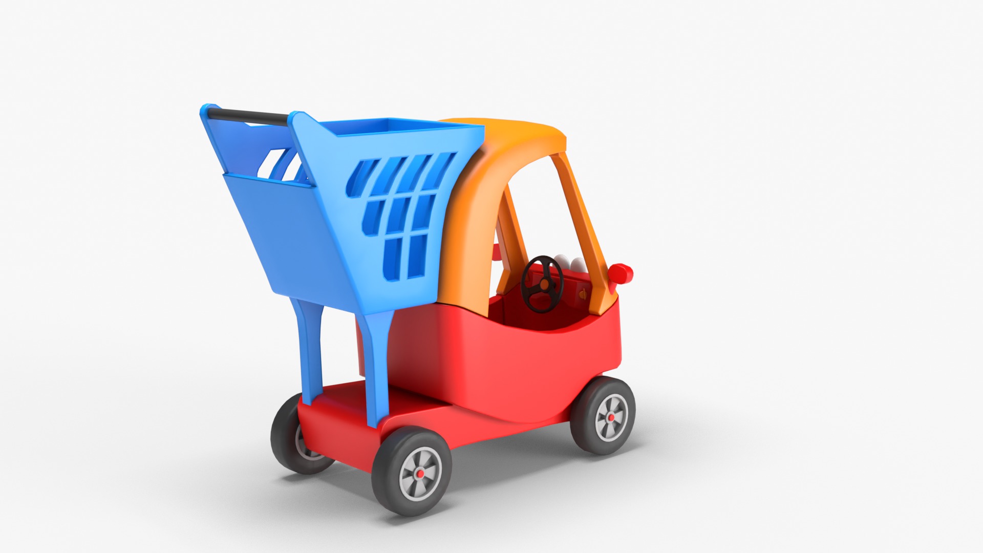 Shopping Cart Low-poly 3D model_7